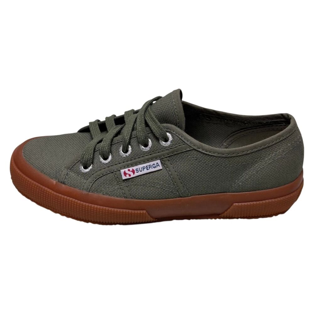 Superga 2750 COTU Classic Womens 5.5 Olive Green Canvas Sneakers Low Top